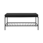 Bancheta cu suport pentru incaltaminte, neagra, din otel si PAL melaminat, 100 cm Vita House Nordic